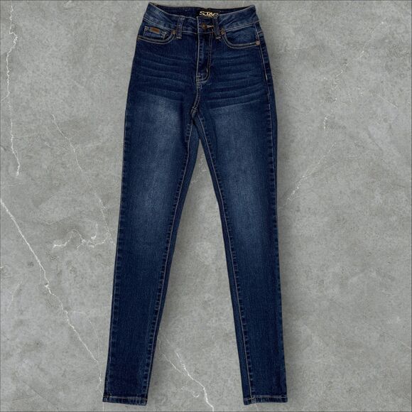 Stag High Rise Dark Wash Stretch Denim Skinny Curvy Jeans - Size 0 (22"x28") - Picture 1 of 7
